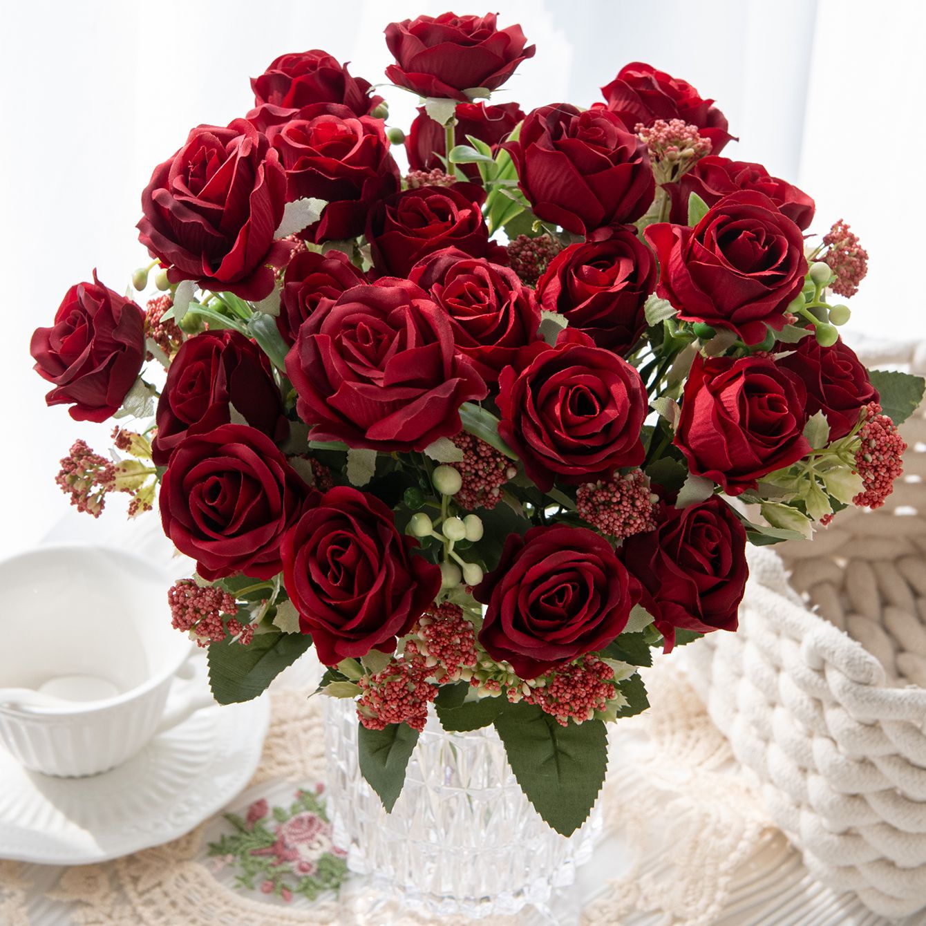 Artificial Flower Silk Rose Bo - Bonsai Garden For Sale avaliação e preço