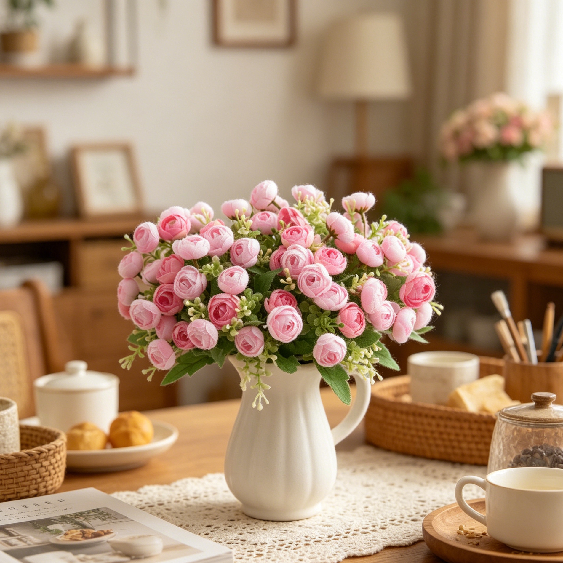 Silk Artificial Flower Tea Bud - Bonsai Garden Wall avaliação e preço